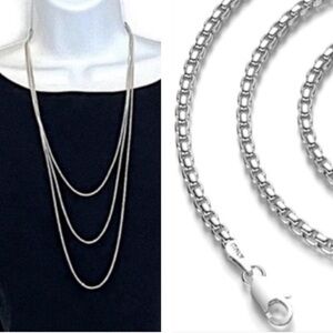 3! 925 SS 2MM Box Chain Italian Necklaces!